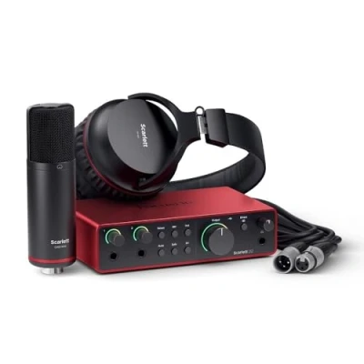 Image of Focusrite Scarlett 2i2 Studio 4th Gen USB Audio Interface Bundle for the Songwriter with Condenser Microphone and Headphones Recording, Streaming, Podcasting