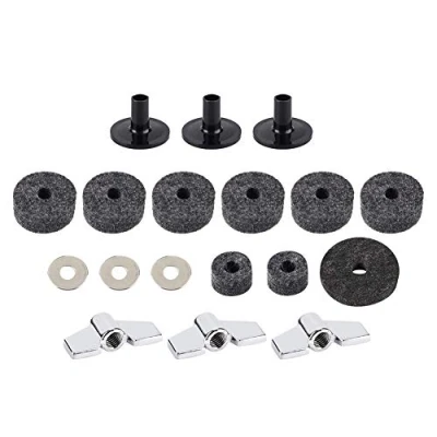 Image of Tomotato Cymbal Replacement Accessories Felts Hi Hat Clutch Felt Cup Sleeves with Base Wing Nuts and Washer for Stacker Most Drums