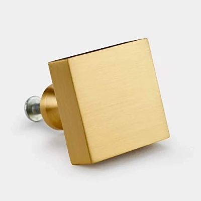 Image of Brushed Brass Gold Cupboard Door Knobs (Brushed Square Knob)