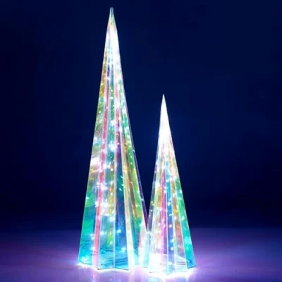 Image of URBNLIVING Set of 40/60cm Festive LED Christmas Light up Star Decoration Multicolour Modern Xmas Tree Cone Iridescent Indoor Outdoor Ornaments Gift for Home Decor Lighting Battery Powered