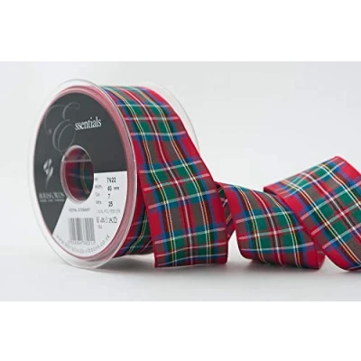 Image of Berisfords Woven Tartan Ribbon 7 Royal Stewart 4cm per metre