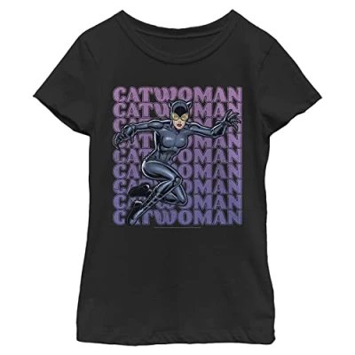 Image of WARNER BROS Kids&#039; Catwoman Name Stack T Shirt, Black, X S