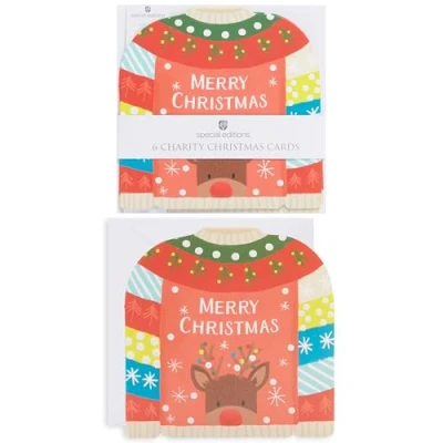 Image of Pack Of 6 Merry Christmas Jumper Charity Cards Multiple Charities