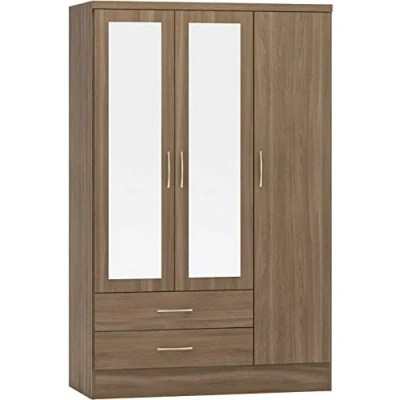 Image of Seconique Nevada 3 Door 2 Drawer Wardrobe in Rustic Oak Effect