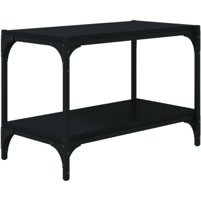 Image of vidaXL TV Cabinet Industrial Style Engineered Wood and Steel Ample Storage Black 60x33x41 cm