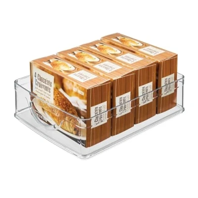 Image of iDesign Recycled Plastic Stackable Open Front Cabinet and Pantry Storage Bin with Integrated Handles 8 x 10 5, Clear