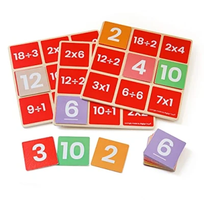 Image of Bigjigs Toys, Maths Bingo Game Multiply &amp; Divide, Wooden Game, Kids Educational Set, Board Games, Toy