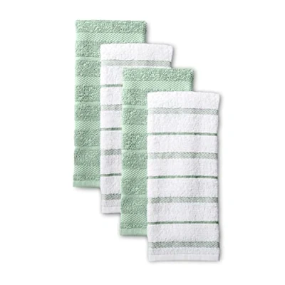 Image of KitchenAid Albany Kitchen Towel Set 4 Pack 16&quot;x26&quot;, Pistachio Green/White