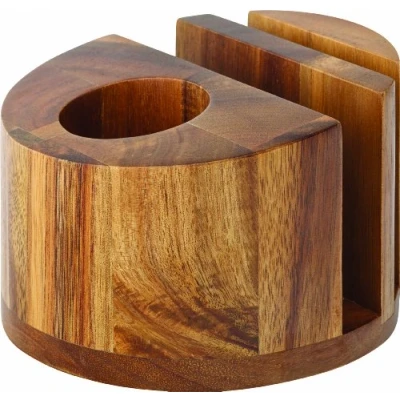 Image of Utopia Wood Presentation, JMP974 000000 B01006, Acacia Menu/Napkin &amp; Cutlery Holder 5&quot; (12.5cm) (Box of 6)