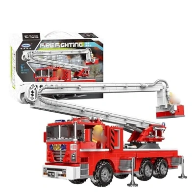 Image of Technic Fire Engine Building Blocks Kit, 751 Pieces Lift Truck Construction Set with minifigures, Water Jet Model Compatible LEGO