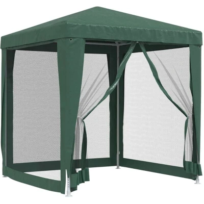 Image of vidaXL Party Tent with 4 Mesh Sidewalls Green 2x2 m HDPE