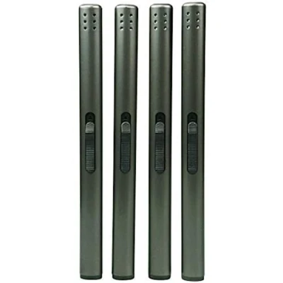 Image of Cello Metal Black Lighters. 4 X Long Candle Lighter, Fire Starter &amp; BBQ Lighter. Home Accessories Camping Accessories. Easy Butane Gas Refill Lighter (Sold without Gas).