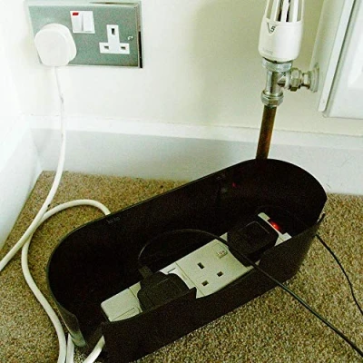 Image of Safetots Cable Tidy Unit, Black, Organiser Box, Hide and Conceal Extensions Cables, Child Baby Safety