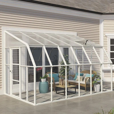Image of 8&#039;x12&#039; Palram Canopia Rion White Sun Room Walk In Wall Greenhouse (2.4x3.6m)