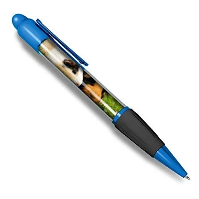 Image of Destination Vinyl ltd 1 x Blue Ballpoint Pen (Black Ink) Guinea Pig Pair Pet Animal #45261