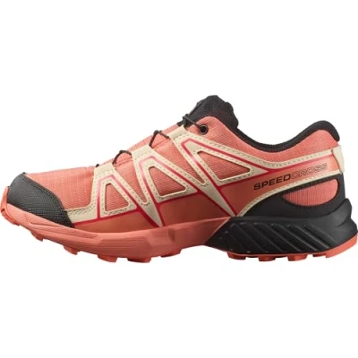 Image of Salomon Speedcross WP Unisex Hiking shoes for kids, Size: 2.5, Emberglow/tender peach/fusion coral Synthetics/textile