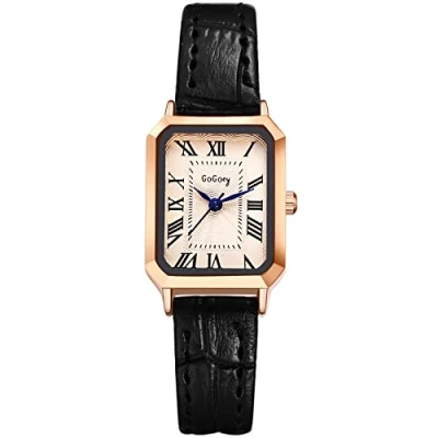 Image of JewelryWe Leather Wristwatch for Women Analog Quartz Square Watch Stylish Business Casual Dress Watch, Mother&#039;s Day