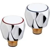 Image of Replacement HOT &amp; Cold TAP TOP Head Covers Chrome Plated 1/2&quot; for Basin/Bath Kitchen Sink TAPS