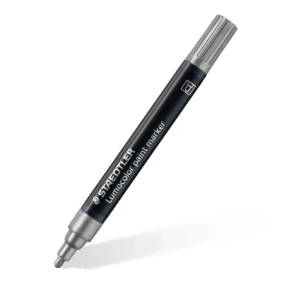 Image of STAEDTLER 349 81 Lumocolor Acrylic Paint Markers, 2.4mm Line Width Silver (Box of 10)