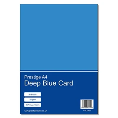 Image of Prestige A4 Deep Blue Coloured Craft Card 180gsm 50 Sheets per Pack