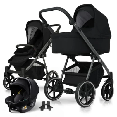 Image of My Junior® Noax² 3 in 1 Pushchair with Baby Seat, Carrier, Sports Adapter, Spacious Shopping Basket City Noir