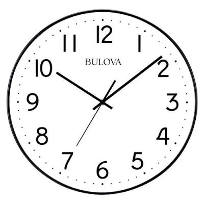 Image of Bulova Office Mate Wall Clock, 16&quot;, Black and White