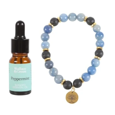 Image of Wallace &amp; Green Inner Peace Lava Bracelet with Aromatherapy Oil Anxiety Gifts for Women, Crystal Bracelet, Healing Gift Women Stress Relief