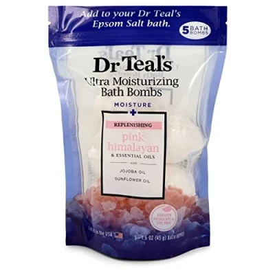 Image of Dr Teal&#039;s Ultra Moisturizing Bath Bombs Five (5) Moisture Replenishing with Pink Himalayan, Essential Oils, Jojoba Oil, Sunflower Oil (Unisex) 50ml