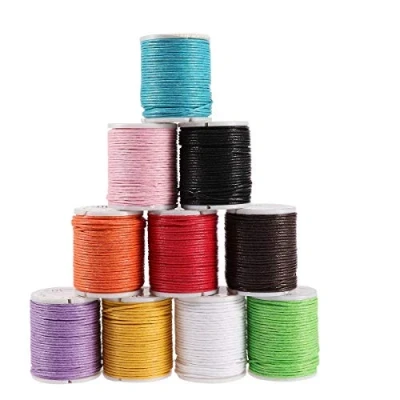 Image of ROSENICE Waxed Cotton Cord String Jewelry Beading Thread 10M x 1MM 10 Pieces