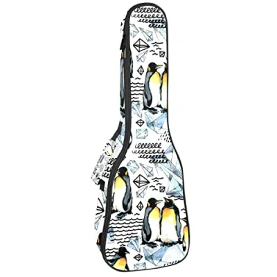 Image of Ukulele Bag Watercolor Penguin Diamond Pattern Case for Soprano Tenor Concert 23 Inch 10MM Thick Soft Padded Adjustable Straps Gig
