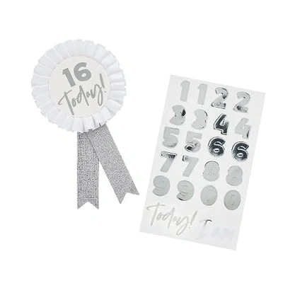 Image of Hootyballoo Personalised Silver Milestone Birthday Badge Partyware HBMM352