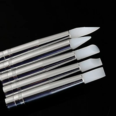 Image of LondonExpress Nail Art Brush Multi Design Various Sizes French UV Gel Liner Drawing Painting Brushes Dotting Pen DIY Professional Manicure Tool Set (5pcs Silicone Brush)