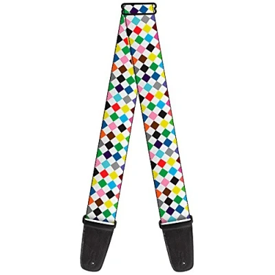 Image of Buckle Down Guitar Strap Diamonds White Multi Color 2 Inches Wide