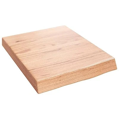 Image of vidaXL Solid Oak Wood Wall Shelf with Live Edge Light Brown, Varnished, Versatile Use, 40x50x6 cm, Maximum Load Capacity 20 kg
