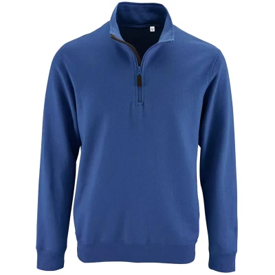 Image of SOLS Mens Stan Contrast Zip Neck Sweatshirt (Royal Blue) Size Medium