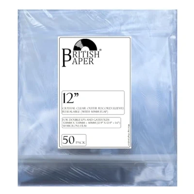 Image of Britishpaper 12 Inch Vinyl Record Sleeves Outer Gatefold LP Album Blake, Clear Covers, Acid Free 12&quot; (50)