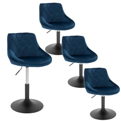 Image of WOLTU Dressing Stool Swivel Velvet Modern Breakfast Dining Chairs set of 4 Adjustable Blue for Kitchen Counter Clinic Seat height: 42 58cm, BH242bl UK