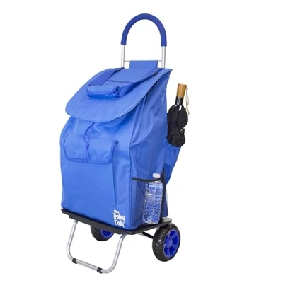 Image of dbestproducts Shopping Grocery Foldable Cart, Polyester, Blue, Bigger