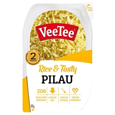 Image of VEETEE Microwavable Pilau Rice, Quick Cook Cupboard Food, Low Sodium, Wheat Free, No Artificial Colours, Flavours or Preservatives, 280g (Pack of 6)