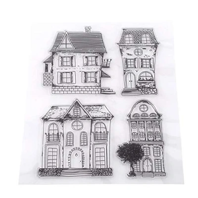 Image of Silicon Stamps, Akozon Scrapbook Clear Transparent Stamps House Photo Cards Rubber Stamp