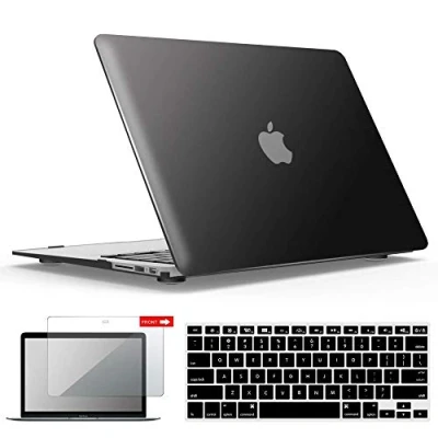 Image of IBENZER Compatible with MacBook Air 11 Inch Case Model A1370 A1465, Soft Touch Plastic Hard Shell Bundle Keyboard Cover &amp; Screen Protector for Mac 11, Black, A11BK+2