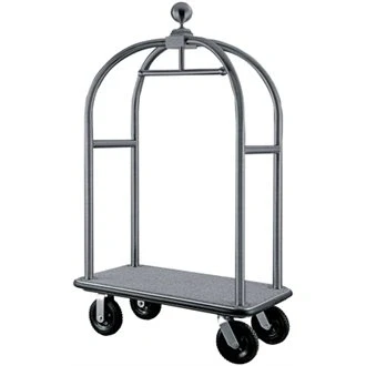Image of Hotel Lobby Porters Luggage Cart (Brushed Stainless Steel Finish) traditonal and elegant design