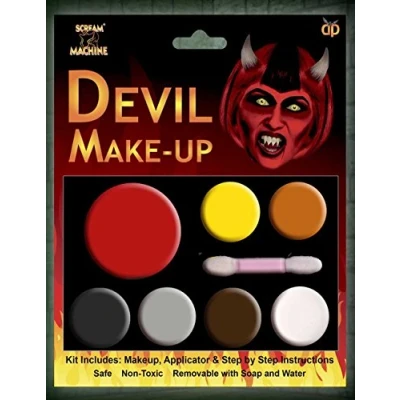 Image of Halloween Scary Multi Pallet Make Up Kit Face Paint Fancy Dress Accessory (Devil)