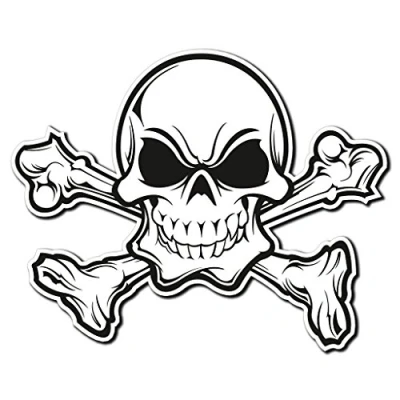Image of 2 x 30cm/300mm Skull Jolly Roger Bones Vinyl Sticker Decal Laptop Travel Luggage Car iPad Sign Fun #4011
