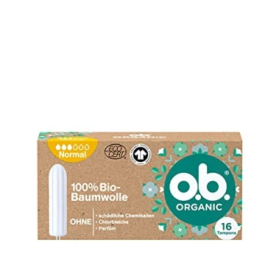 Image of o.b. Organic Normal Tampon 100% Cotton for Medium to Stronger Days Natural Protection Pack of 16