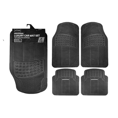 Image of 4 Piece Car Mat Universal Deep Grooved KARAN KING Heavy Duty Rubber Non Slip for Cars, Truck and VAN, Water Proof, All Weather Mats