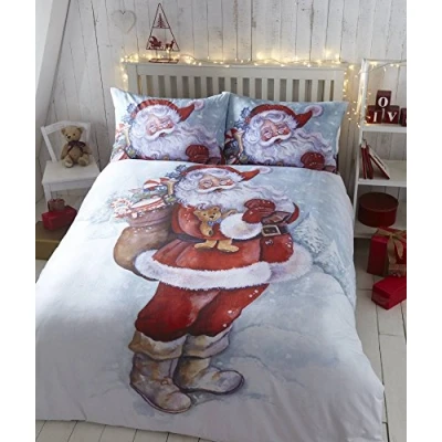 Image of Father Christmas Xmas Quilt Duvet Cover Bedding Bed Set Santa Claus, King