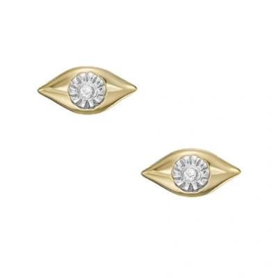 Image of Fossil Women&#039;s Earrings, 14K Plated Clear Laboratory Grown Diamond Stud Earrings