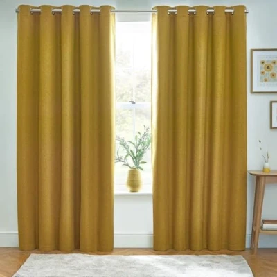 Image of furn. Dawn Blackout Eyelet Curtains Width x Drop 168 137cm (66 54) Mustard
