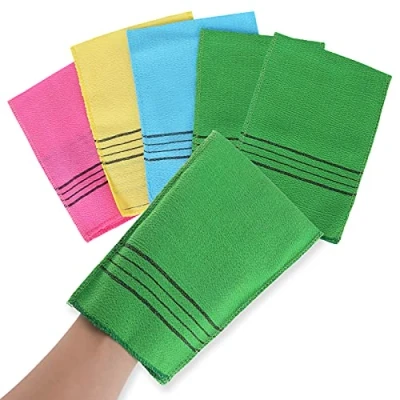 Image of Molain 5Pcs Asian Exfoliating Washcloth Italy Towel Korean Mitt Dual Sided Glove For Removing Dead Skin Callus Scrubbing Shower Spa Scrub Bath Accessories